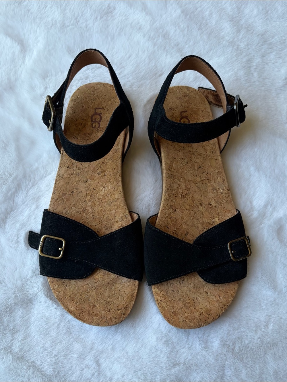 UGG Australia Mae Black Suede Slingback Sandals